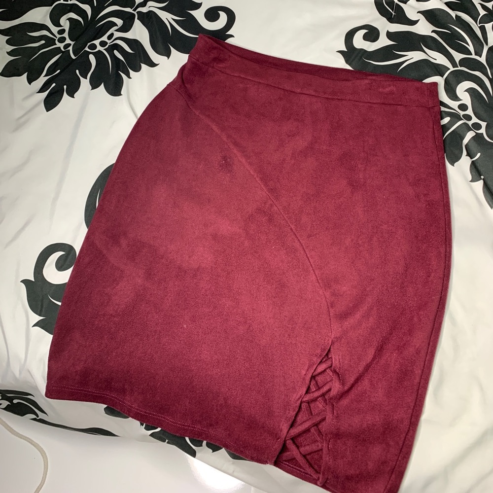 Suede pencil skirt